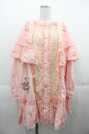 画像: ALGONQUINS / ケープデザイン長袖ワンピース  ピンク I-25-11-07-065-AL-OP-SA-ZI