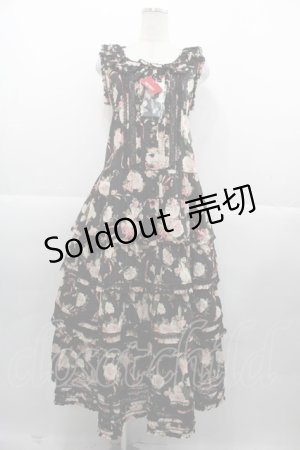 画像: PINK HOUSE / ドーリーローズ柄ワンピース  ブラック I-25-11-07-071-LO-OP-SA-ZI