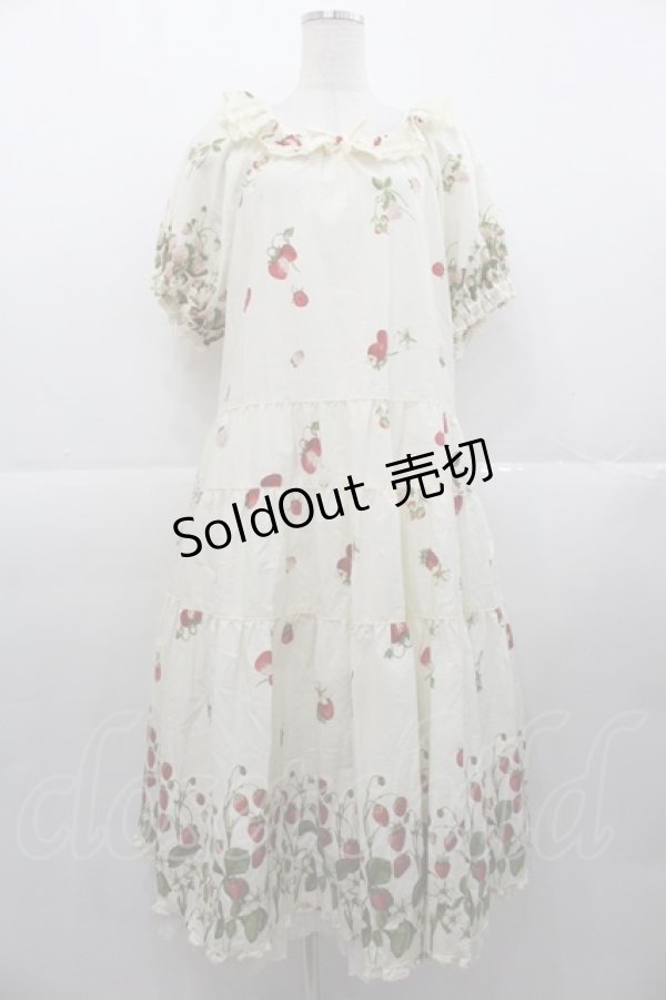 画像1: PINK HOUSE / いちごプリントミディワンピース  キナリ I-25-11-07-072-LO-OP-SA-ZI (1)