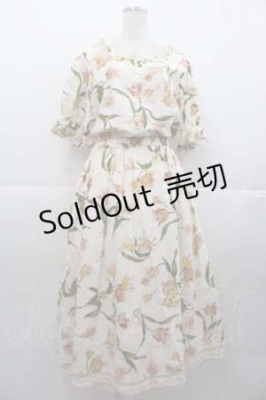 画像: PINK HOUSE / チューリップうさぎプリントミディワンピース  キナリ I-25-11-07-073-LO-OP-SA-ZI