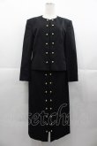 画像1: INGEBORG / サイド丸ボタンジャケット&スカートセットアップ  黒Ｘゴールド I-25-11-07-074-LO-JA-SA-ZI (1)
