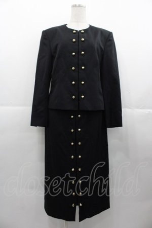 画像: INGEBORG / サイド丸ボタンジャケット&スカートセットアップ  黒Ｘゴールド I-25-11-07-074-LO-JA-SA-ZI