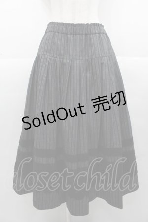 画像: Jane Marple Dans Le Salon / ストライプ&ニットレーススカート  黒 I-25-11-07-080-JM-SK-SA-ZI