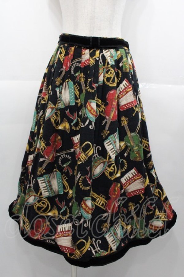 画像1: Jane Marple / 楽器柄スカート  黒 I-25-11-07-081-JM-SK-SA-ZI (1)