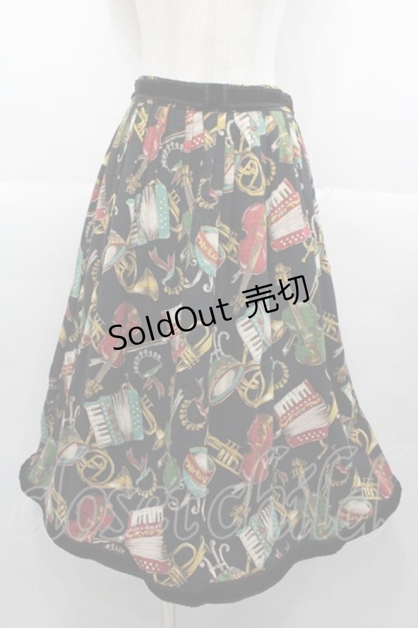 画像1: Jane Marple / 楽器柄スカート  黒 I-25-11-07-081-JM-SK-SA-ZI (1)