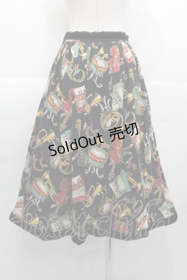 画像2: Jane Marple / 楽器柄スカート  黒 I-25-11-07-081-JM-SK-SA-ZI (2)