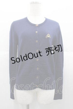 画像: Jane Marple / 馬車刺繍ニットカーディガン  ネイビー I-25-11-07-008-JM-TO-SA-ZI