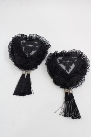 画像: 星箱works / 青華磁 お団子クリップ式コサージュ  黒 I-25-11-07-102-PU-AC-SA-ZI