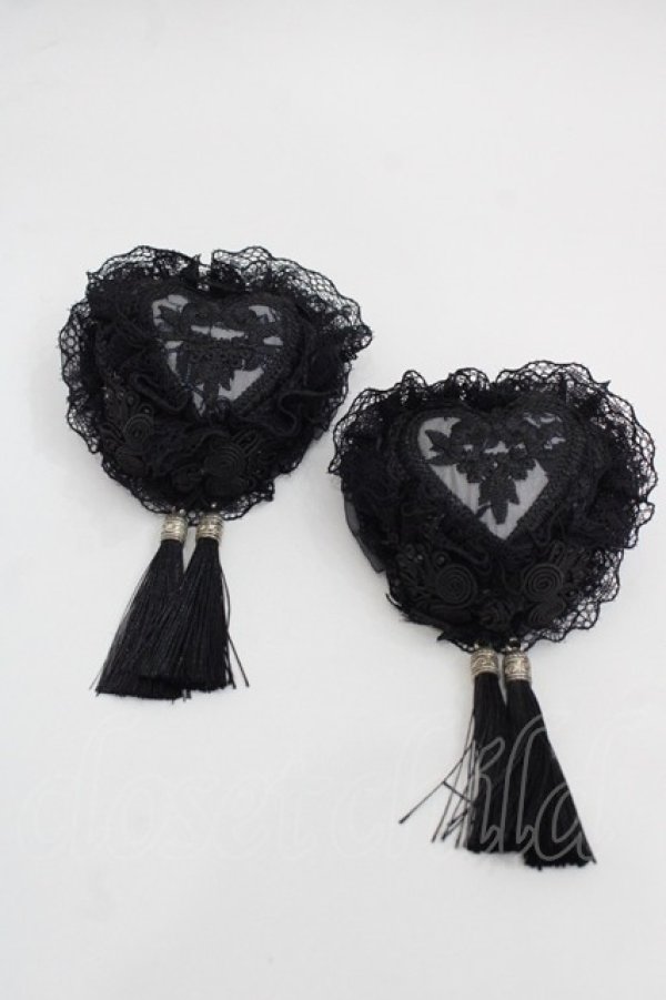 画像1: 星箱works / 青華磁 お団子クリップ式コサージュ  黒 I-25-11-07-102-PU-AC-SA-ZI (1)