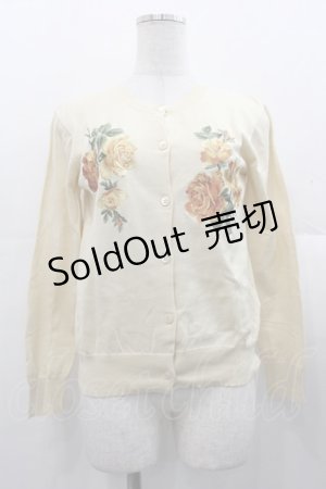 画像: Jane Marple Dans Le Salon / ローズ刺繍ニットカーディガン  アイボリー I-25-11-07-009-JM-TO-SA-ZI