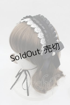 画像: MIHO MATSUDA / プリーツフラワーレースリボンヘッドドレス  黒Ｘ白 I-25-11-07-103-GO-AC-SA-ZI
