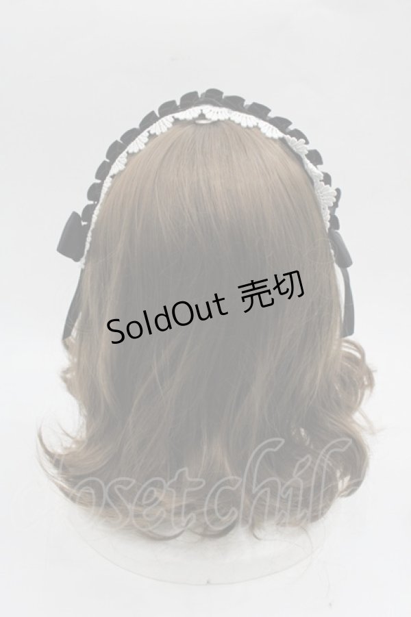 画像3: MIHO MATSUDA / プリーツフラワーレースリボンヘッドドレス  黒Ｘ白 I-25-11-07-103-GO-AC-SA-ZI (3)