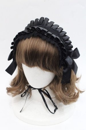 画像: LOLITAその他(お買取対象外) / クロスリボンプリーツヘッドドレス  黒 I-25-11-07-105-LO-AC-SA-ZI