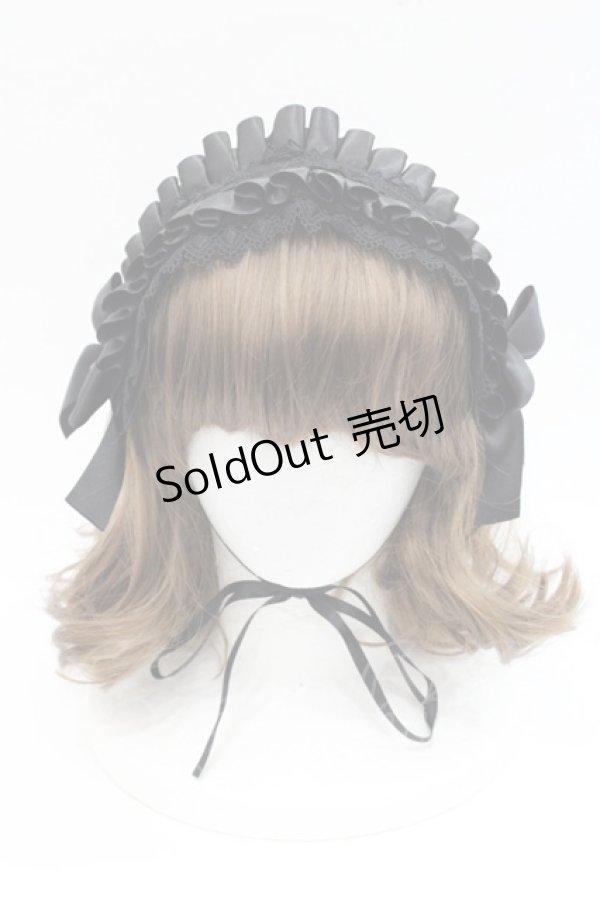 画像2: LOLITAその他(お買取対象外) / クロスリボンプリーツヘッドドレス  黒 I-25-11-07-105-LO-AC-SA-ZI (2)