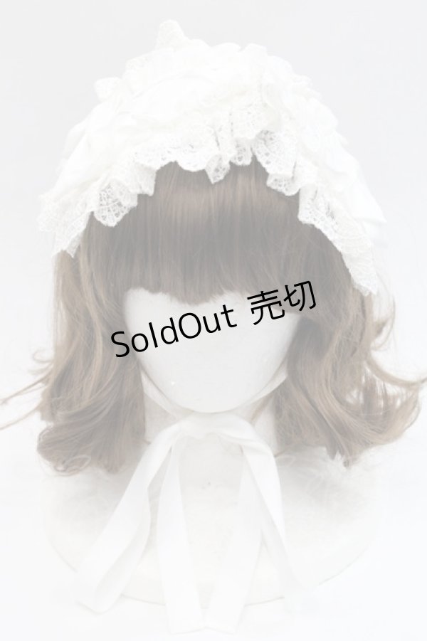 画像2: ATELIER PIERROT / 編み上げリボンヘッドドレス  白 I-25-11-07-106-EL-AC-SA-ZI (2)