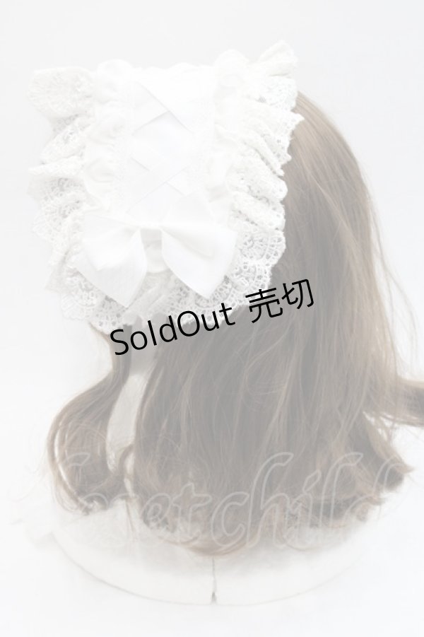 画像3: ATELIER PIERROT / 編み上げリボンヘッドドレス  白 I-25-11-07-106-EL-AC-SA-ZI (3)