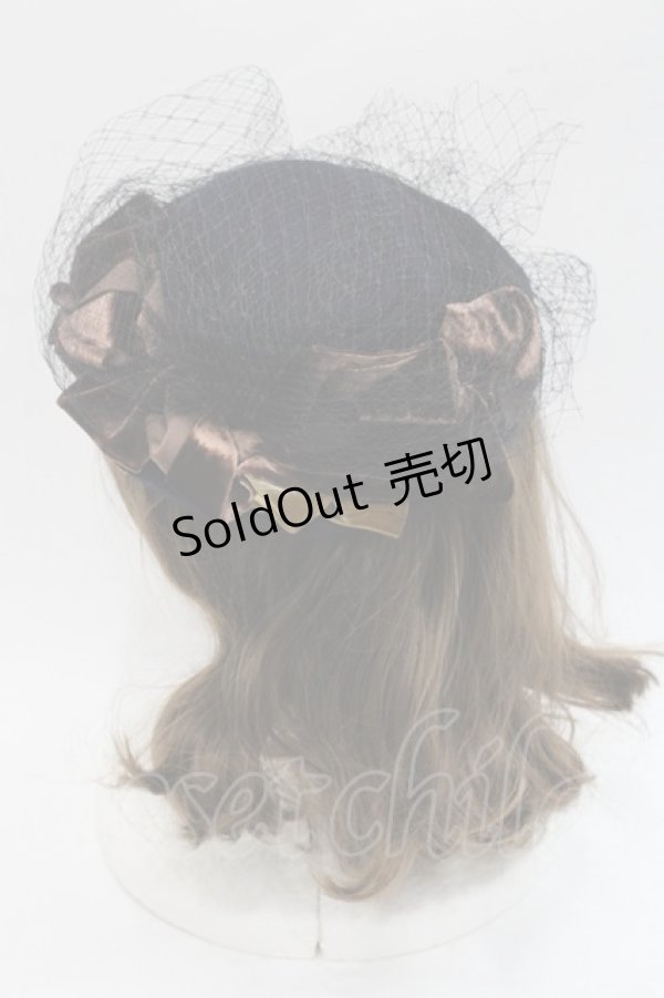 画像3: Jane Marple Dans Le Salon / ベルベットリボンミニハット  黒Ｘブラウン I-25-11-07-110-JM-AC-SA-ZI (3)