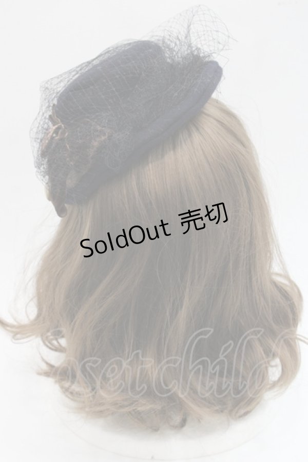 画像4: Jane Marple Dans Le Salon / ベルベットリボンミニハット  黒Ｘブラウン I-25-11-07-110-JM-AC-SA-ZI (4)