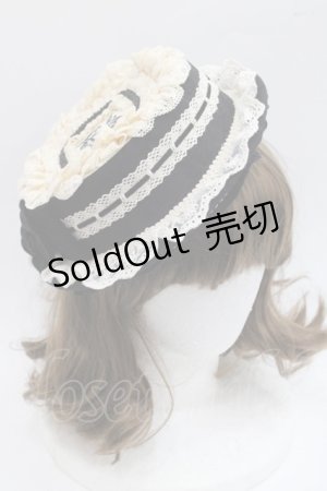 画像: Hoshibako Works / 西洋人形魔法レースフリルハット  黒Ｘアイボリー I-25-11-07-111-LO-AC-SA-ZI
