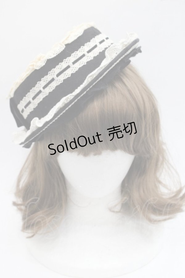 画像2: Hoshibako Works / 西洋人形魔法レースフリルハット  黒Ｘアイボリー I-25-11-07-111-LO-AC-SA-ZI (2)