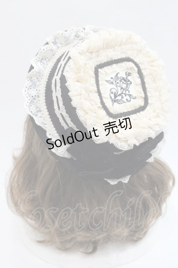 画像4: Hoshibako Works / 西洋人形魔法レースフリルハット  黒Ｘアイボリー I-25-11-07-111-LO-AC-SA-ZI (4)