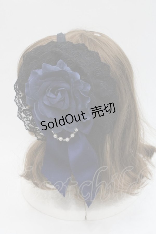 画像3: ATELIER PIERROT / 薔薇レースカチューシャ  黒Ｘ青 I-25-11-07-113-EL-AC-SA-ZI (3)