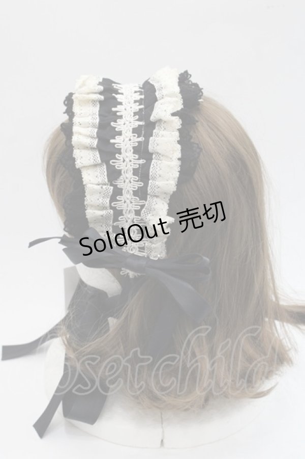 画像3: Hoshibako Works / リリアンヌ姉妹カチューシャ  黒Ｘ生成り I-25-11-07-115-LO-AC-SA-ZI (3)