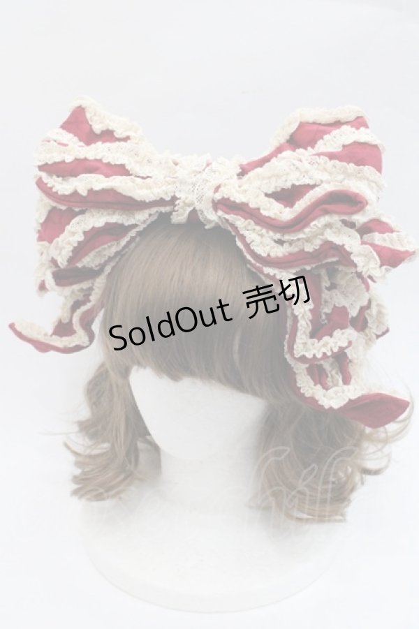 画像1: Hoshibako Works / お人形風シャンティクリームリボンカチューシャ  ボルドー I-25-11-07-120-LO-AC-SA-ZI (1)