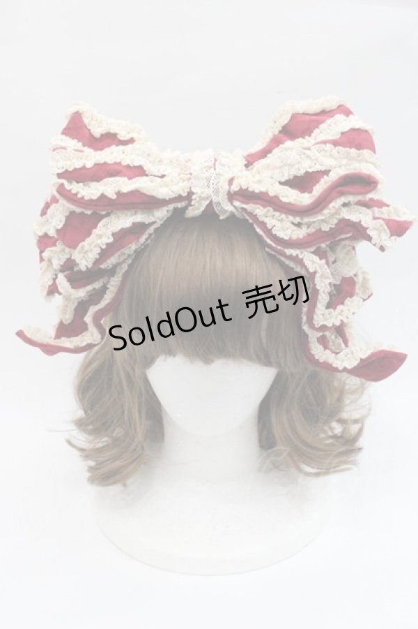 画像2: Hoshibako Works / お人形風シャンティクリームリボンカチューシャ  ボルドー I-25-11-07-120-LO-AC-SA-ZI (2)