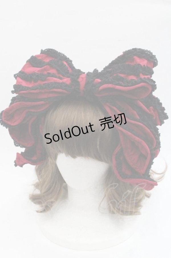 画像1: Hoshibako Works / お人形風シャンティクリームリボンカチューシャ  レッドブラック I-25-11-07-121-LO-AC-SA-ZI (1)