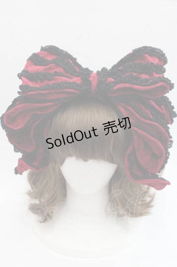 画像2: Hoshibako Works / お人形風シャンティクリームリボンカチューシャ  レッドブラック I-25-11-07-121-LO-AC-SA-ZI (2)