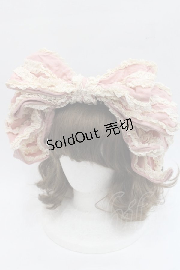 画像1: Hoshibako Works / お人形風シャンティクリームリボンカチューシャ  ピンク I-25-11-07-123-LO-AC-SA-ZI (1)