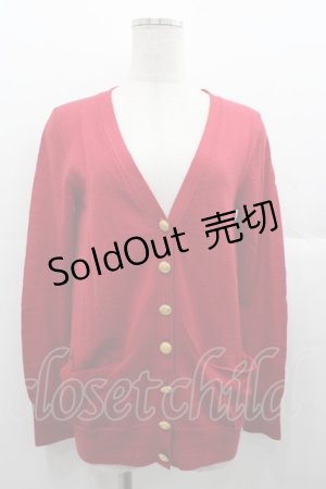 画像: Jane Marple Dans Le Salon / エンブレムボタンロングカーディガン  赤Ｘゴールド I-25-11-07-014-JM-TO-SA-ZI