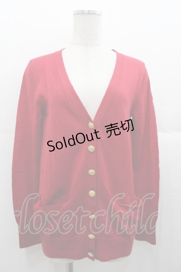 画像1: Jane Marple Dans Le Salon / エンブレムボタンロングカーディガン  赤Ｘゴールド I-25-11-07-014-JM-TO-SA-ZI (1)