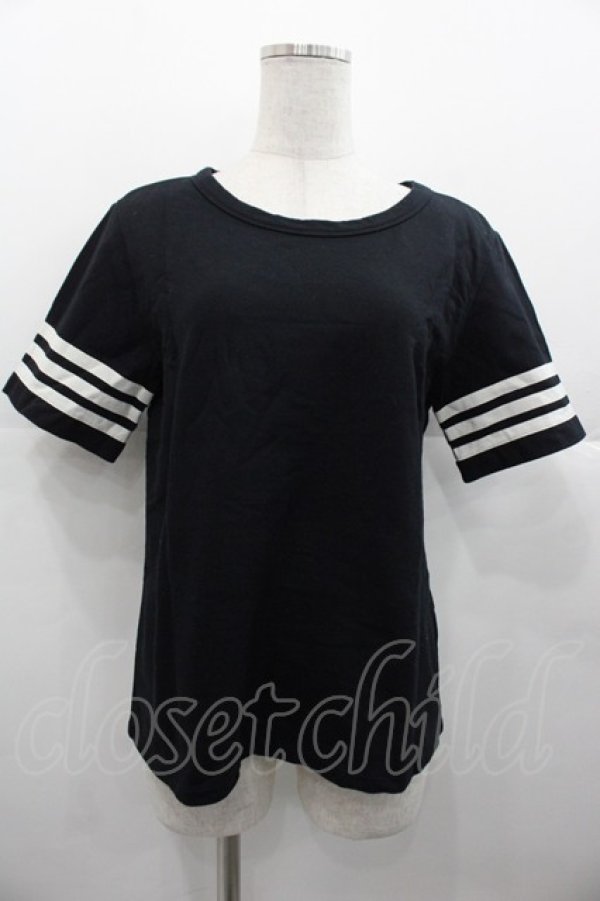 画像1: Jane Marple Dans Le Salon / 3ライン袖カットソー  黒Ｘ白 I-25-11-07-016-JM-TO-SA-ZI (1)