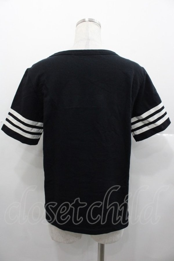 画像2: Jane Marple Dans Le Salon / 3ライン袖カットソー  黒Ｘ白 I-25-11-07-016-JM-TO-SA-ZI (2)