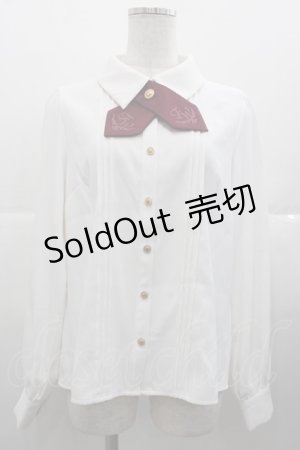 画像: Amavel / Historical Butler クロスタイブラウス  白Ｘボルドー I-25-11-07-002-CA-BL-SA-ZI