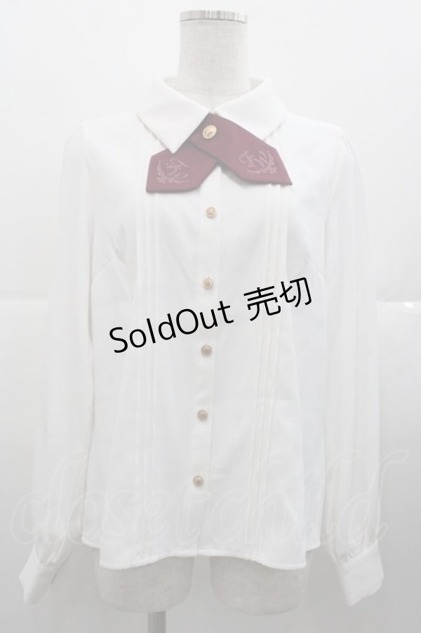 画像1: Amavel / Historical Butler クロスタイブラウス  白Ｘボルドー I-25-11-07-002-CA-BL-SA-ZI (1)