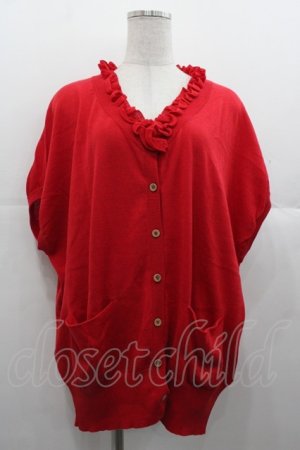 画像: Jane Marple Dans Le Salon / フリル半袖カーディガン  赤 I-25-11-07-021-JM-TO-SA-ZI