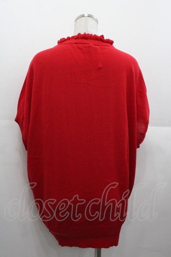 画像2: Jane Marple Dans Le Salon / フリル半袖カーディガン  赤 I-25-11-07-021-JM-TO-SA-ZI (2)