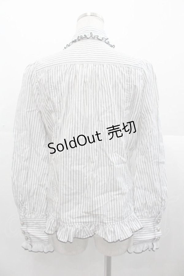 画像2: ALGONQUINS / リボンタイ&ジャボ付きブラウス  白Ｘ黒 I-25-11-07-029-AL-BL-SA-ZI (2)