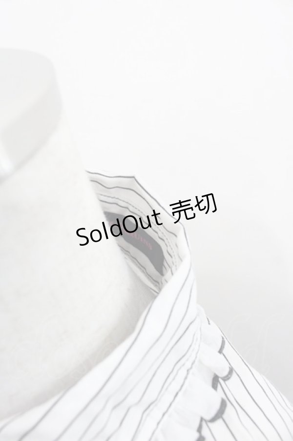 画像3: ALGONQUINS / リボンタイ&ジャボ付きブラウス  白Ｘ黒 I-25-11-07-029-AL-BL-SA-ZI (3)