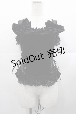 画像: ATELIER PIERROT / Adenophora Lace-Up Camisole   黒 I-25-11-07-030-EL-SK-SA-ZI