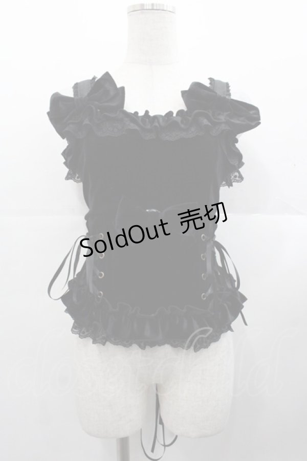 画像1: ATELIER PIERROT / Adenophora Lace-Up Camisole   黒 I-25-11-07-030-EL-SK-SA-ZI (1)