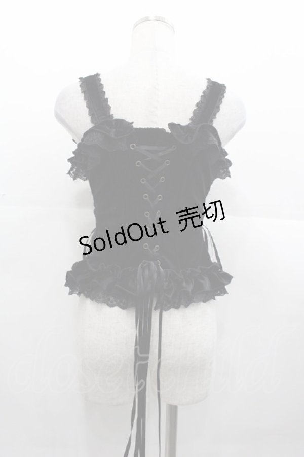 画像2: ATELIER PIERROT / Adenophora Lace-Up Camisole   黒 I-25-11-07-030-EL-SK-SA-ZI (2)
