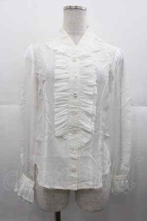 画像: Jane Marple Dans Le Salon / シフォンフリル長袖ブラウス  白 I-25-11-07-003-JM-BL-SA-ZI