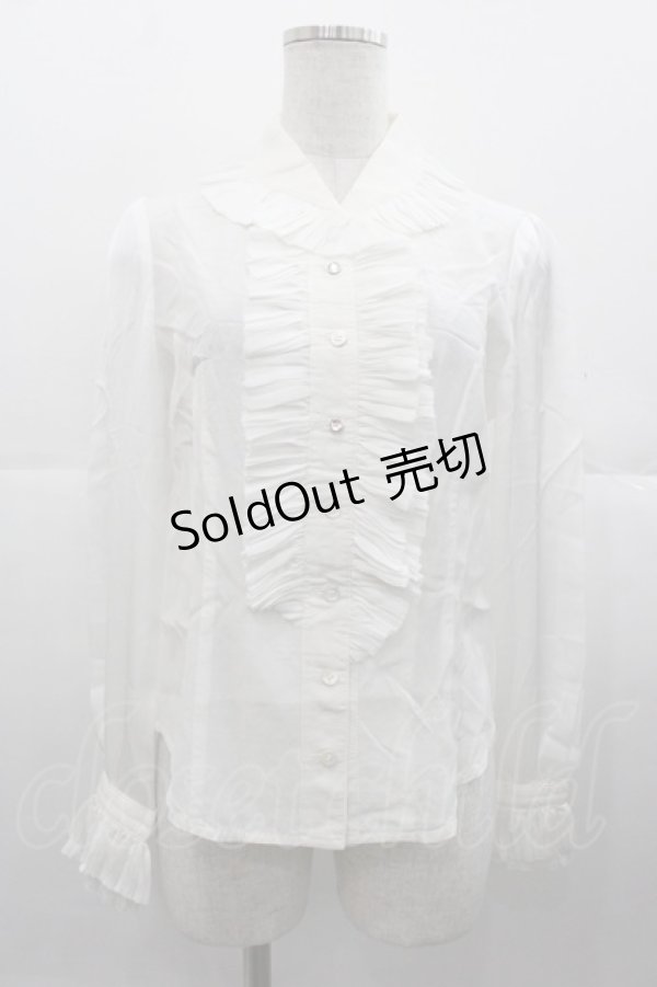 画像1: Jane Marple Dans Le Salon / シフォンフリル長袖ブラウス  白 I-25-11-07-003-JM-BL-SA-ZI (1)