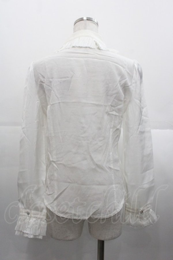 画像2: Jane Marple Dans Le Salon / シフォンフリル長袖ブラウス  白 I-25-11-07-003-JM-BL-SA-ZI (2)