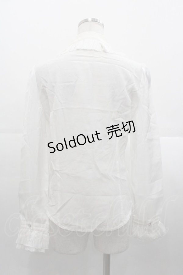 画像2: Jane Marple Dans Le Salon / シフォンフリル長袖ブラウス  白 I-25-11-07-003-JM-BL-SA-ZI (2)