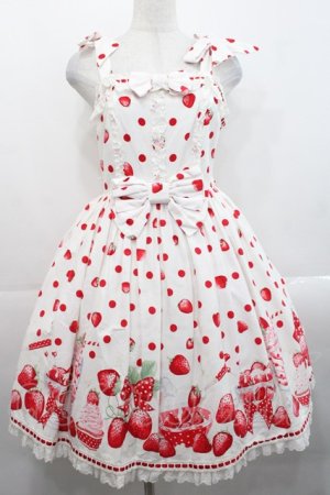 画像: Angelic Pretty / Milky Berryジャンパースカート  白 I-25-11-12-027-AP-OP-SA-ZI